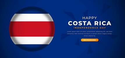 Happy Costa Rica Independence Day Design Paper Cut Shapes Background Illustration for Poster, Banner, Advertising, Greeting Card vector