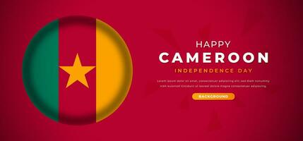 Happy Cameroon Independence Day Design Paper Cut Shapes Background Illustration for Poster, Banner, Advertising, Greeting Card vector