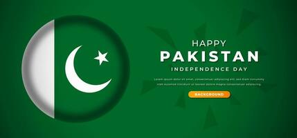 Happy Pakistan Independence Day Design Paper Cut Shapes Background Illustration for Poster, Banner, Advertising, Greeting Card vector