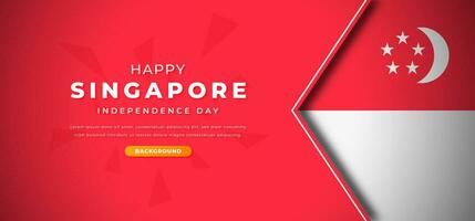 Happy Singapore Independence Day Design Paper Cut Shapes Background Illustration for Poster, Banner, Advertising, Greeting Card vector