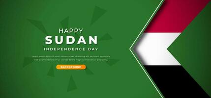 Happy Sudan Independence Day Design Paper Cut Shapes Background Illustration for Poster, Banner, Advertising, Greeting Card vector