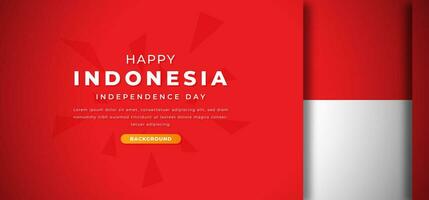 contento Indonesia independencia día diseño papel cortar formas antecedentes ilustración para póster, bandera, publicidad, saludo tarjeta vector