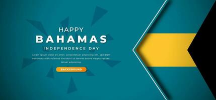 Happy Bahamas Independence Day Design Paper Cut Shapes Background Illustration for Poster, Banner, Advertising, Greeting Card vector