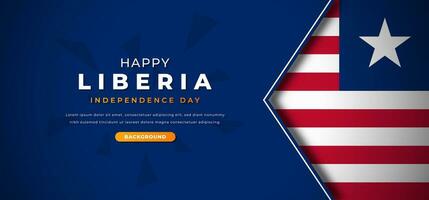 Happy Liberia Independence Day Design Paper Cut Shapes Background Illustration for Poster, Banner, Advertising, Greeting Card vector