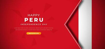 Happy Peru Independence Day Design Paper Cut Shapes Background Illustration for Poster, Banner, Advertising, Greeting Card vector