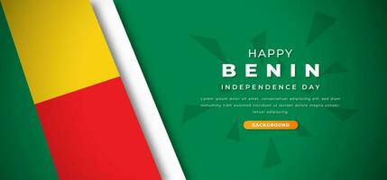 Happy Benin Independence Day Design Paper Cut Shapes Background Illustration for Poster, Banner, Advertising, Greeting Card vector