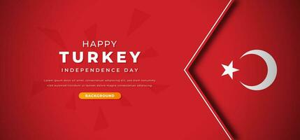 Happy Turkey Independence Day Design Paper Cut Shapes Background Illustration for Poster, Banner, Advertising, Greeting Card vector