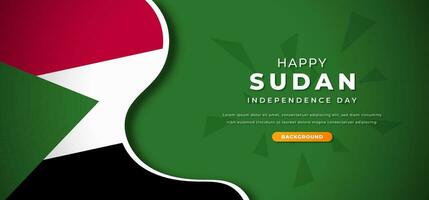 Happy Sudan Independence Day Design Paper Cut Shapes Background Illustration for Poster, Banner, Advertising, Greeting Card vector