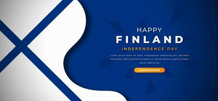 Happy Finland Independence Day Design Paper Cut Shapes Background Illustration for Poster, Banner, Advertising, Greeting Card vector