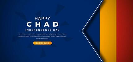 Happy Chad Independence Day Design Paper Cut Shapes Background Illustration for Poster, Banner, Advertising, Greeting Card vector