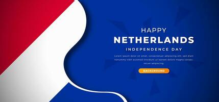 Happy Netherlands Independence Day Design Paper Cut Shapes Background Illustration for Poster, Banner, Advertising, Greeting Card vector