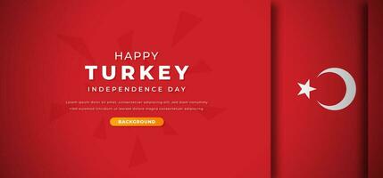 Happy Turkey Independence Day Design Paper Cut Shapes Background Illustration for Poster, Banner, Advertising, Greeting Card vector