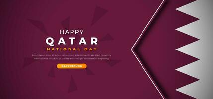 Happy Qatar National Day Design Paper Cut Shapes Background Illustration for Poster, Banner, Advertising, Greeting Card vector