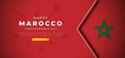 Happy Marocco Independence Day Design Paper Cut Shapes Background Illustration for Poster, Banner, Advertising, Greeting Card vector