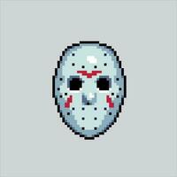 píxel Arte ilustración psicópata asesino. pixelado psicópata jason. de miedo asesino pixelado para el píxel Arte juego y icono para sitio web y vídeo juego. antiguo colegio retro vector