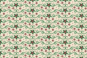 Christmas flourishes swirls holly leaves Seamless Pattern, winter vibes berry leaf modern Christmas pattern, holiday green ornate Christmas pattern, wrapping paper holiday holly printing fabric vector