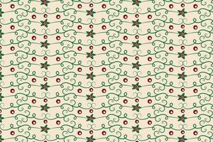 Christmas flourishes swirls holly leaves Seamless Pattern, winter vibes berry leaf modern Christmas pattern, holiday green ornate Christmas pattern, wrapping paper holiday holly printing fabric vector