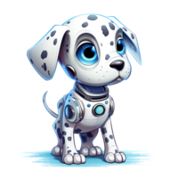 Cartoon dog robots. T-Shirt, Sticker. Funny cyborg. AI Generated png