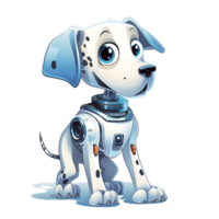 cartone animato cane robot. maglietta, etichetta. divertente cyborg. ai generato png