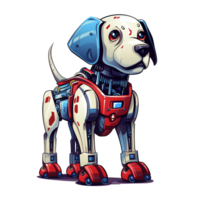 tecknad serie hund robotar. t-shirt, klistermärke. rolig cyborg. ai genererad png