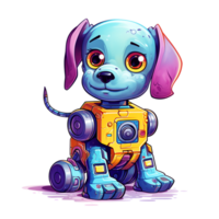 Karikatur Hund Roboter. T-Shirt, Aufkleber. komisch Cyborg. ai generiert png