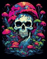 View of a Colorful Human Skull Illustration Design photo