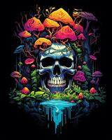 View of a Colorful Human Skull Illustration Design photo