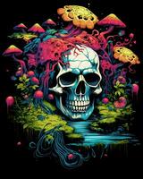 View of a Colorful Human Skull Illustration Design photo