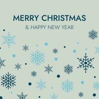alegre Navidad, nuevo año saludo tarjeta. minimalista geométrico Navidad azul copo de nieve y nieve vector ilustraciones para fondo, fiesta invitación, sitio web bandera, social medios de comunicación