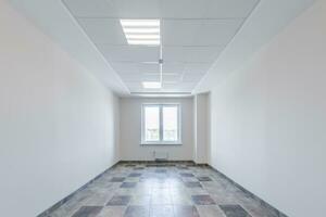 empty white room with repair and without furniture. photo