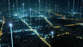 digital ciudad concepto. artificial inteligencia tecnología en inteligente ciudad video