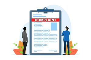 concept of online complaint, Claim petition, Dislike, Bad user experience, Bad review, Negative feedback, Action to resolve the problem. flat vector illustration on white background.