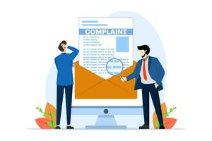 concept of online complaint, Claim petition, Dislike, Bad user experience, Bad review, Negative feedback, Action to resolve the problem. flat vector illustration on white background.