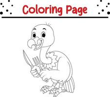 vulture coloring page for kids. Animal coloring book for children. vector