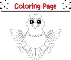 eagle bird coloring page for kids. vector