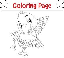 cute parrot coloring page vector