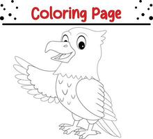 eagle bird coloring page for kids. vector