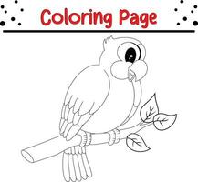 bird coloring page for kids. vector