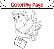 bird coloring page for kids. vector