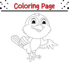 bird coloring page for kids. vector