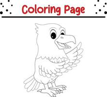 eagle bird coloring page for kids. vector