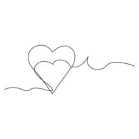 Valentines day heart shape Continuous one line vector art and love shape art drawing