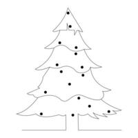 Christmas tree continuous single line outline vector art illustration