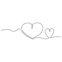 Valentines day heart shape Continuous one line vector art and love shape art drawing