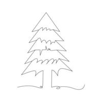 Navidad árbol continuo soltero línea contorno vector Arte ilustración