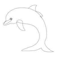 continuo uno línea de linda delfín mar pescado contorno vector Arte dibujo y ilustración