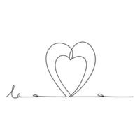 Valentines day heart shape Continuous one line vector art and love shape art drawing