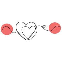 Valentines day heart shape Continuous one line vector art and love shape art drawing