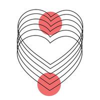 Valentines day heart shape Continuous one line vector art and love shape art drawing