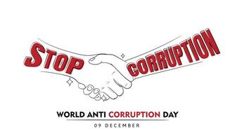 línea Arte de apretón de manos diseño con detener corrupción texto para mundo anti corrupción día Campaña vector